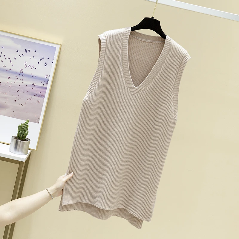 

Knitted vest in the camisole long han edition easing the new spring 2021 sleeveless v-neck sweater tank top coat
