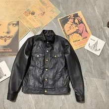 Фабричная Новинка, мужская куртка из натуральной кожи, Мужская Весенняя/Осенняя модная овчина, однобортная мотоциклетная куртка-бомбер