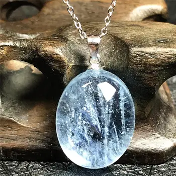 

Top Natural Ocean Blue Aquamarine Pendant Necklace Jewelry For Woman Man Crystal 20x16x10mm Beads Stone 925 Silver Chain AAAAA