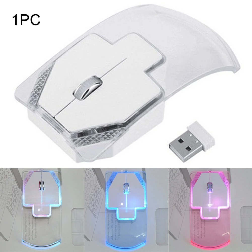 1200 dpi Беспроводная легкая Бесшумная мышь для ноутбука прозрачный оптический датчик светящееся освещение универсальная компьютерная игра Mous