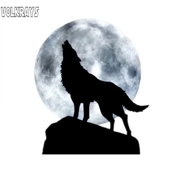 

Volkrays Personality Car Sticker Full Moon Howl Wolf Accessories Reflective PVC Decal for Motorcycle Rav4 Lada Niva,15cm*14cm