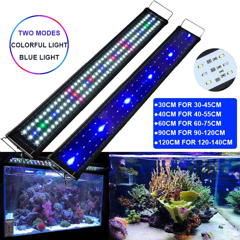 Luz LED Superfina para acuario, lámpara de iluminación de cultivo de espectro completo multicolor para peceras, acuáticas, 30 120cm, enchufe de la - AliExpress