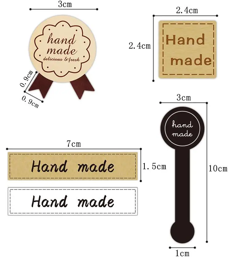 

5 kinds Handmade Self Adhesive Stickers Black Kraft Paper Label handmade Stickers DIY cake Gifts Labels Paper Bag