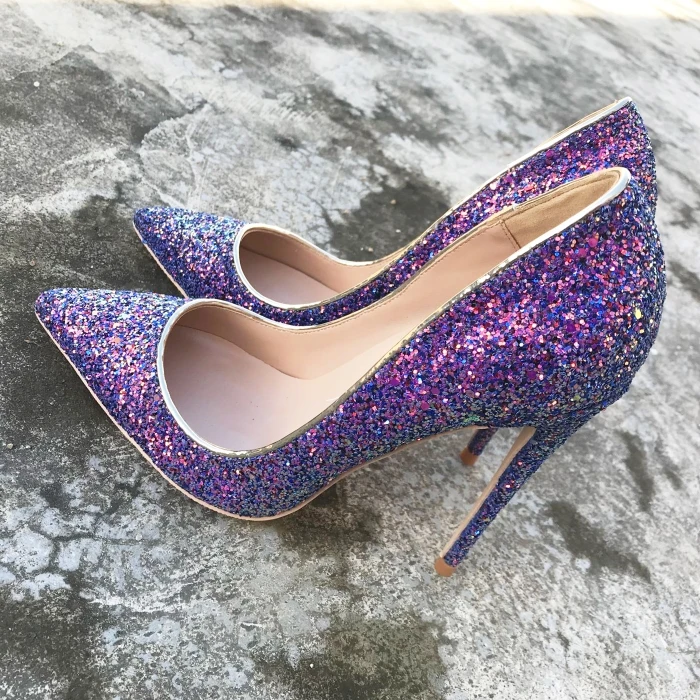 purple sequin heels