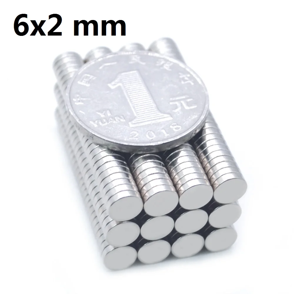 

20/50/100/200/500 Pcs 6x2 Round NdFeB Neodymium Magnet N35 Super Powerful Small imanes Permanent Magnetic Disc