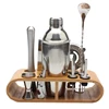 12 Pcs Cocktail Shaker Set 750ml/550ml Jigger Mixing Spoon Tong Barware Bartender Tools Wood Storage Stand ► Photo 1/6