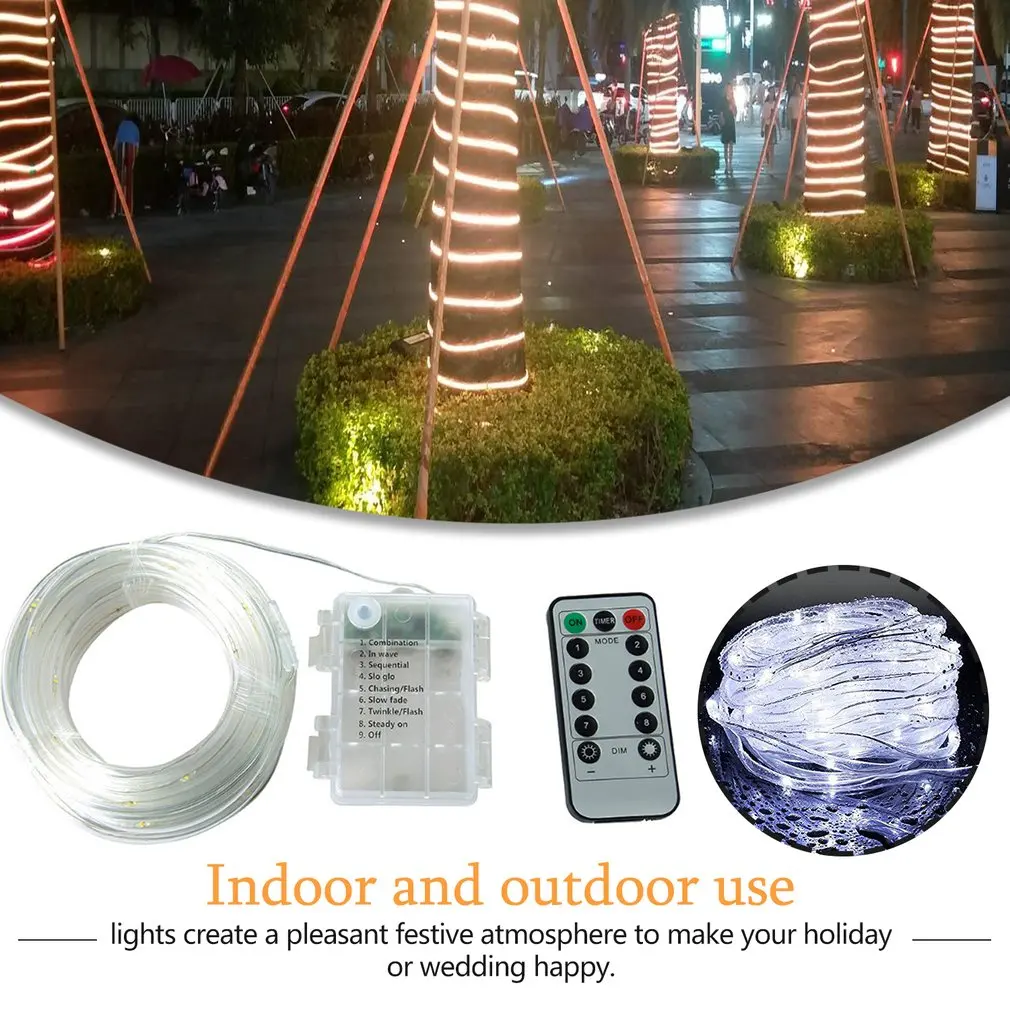 

100 LED Battery Powered Rope Tube String Lights With Remote Multi Colored Dimmable Waterproof Vine Light For home Decoration Hot