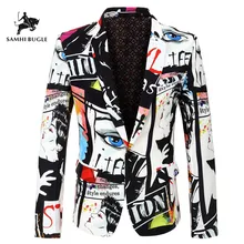 Мужской Блейзер модный дизайн с принтом Мужской Блейзер Куртка хип горячий Повседневный Мужской приталенный Блейзер пиджак певица костюм