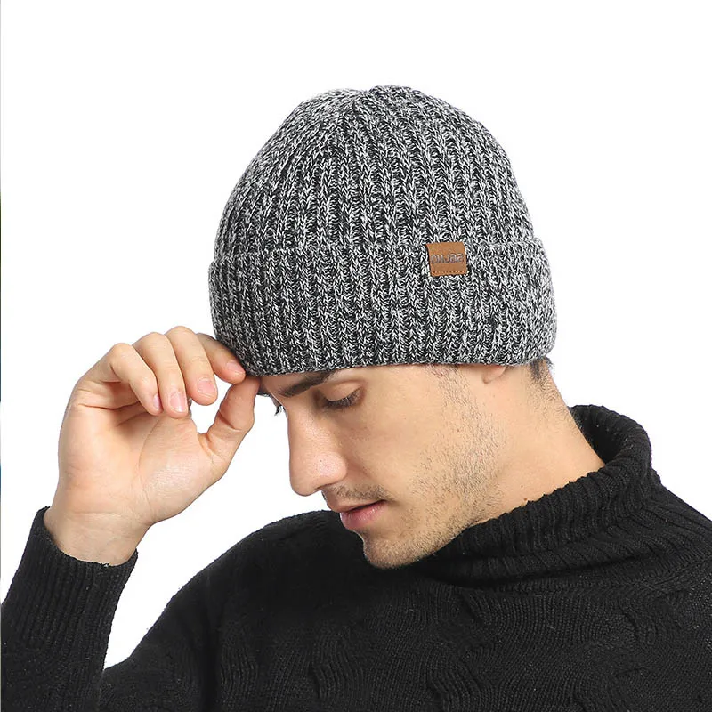 Black Skullies Beaines, вязаная шапка для мужчин, зимние шапки для мужчин и женщин, модная шапка, теплая Толстая шапка, мужская шапка, шапка, Прямая поставка - Цвет: Black