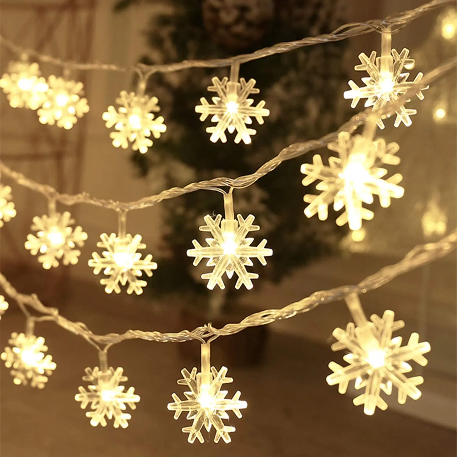 LED Garland Holiday Snowflakes String Fairy Lights Hanging Decor Christmas L5O6 
