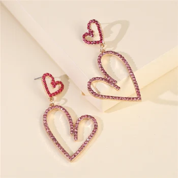 

JUJIA New Korean Rhinestone Love Heart Drop Earrings For Women Girls CrystalPendientes Mujer Moda Pendant Earring Jewelry