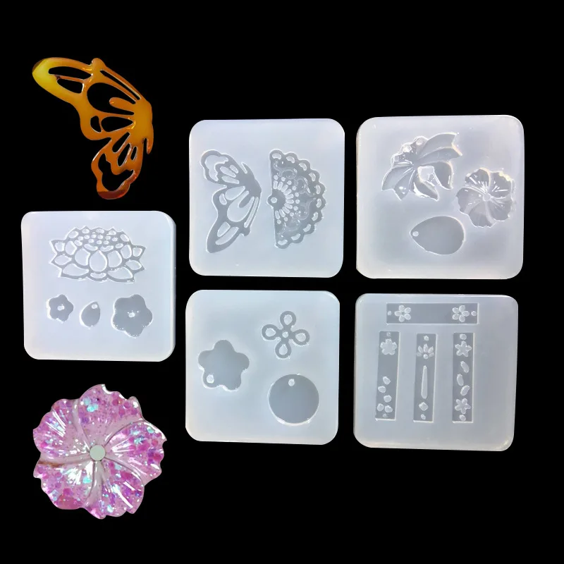 

1PCS Ancient Mirror flower Silicone Mold Butterfly Shell Cherry blossom Resin Cake Mould