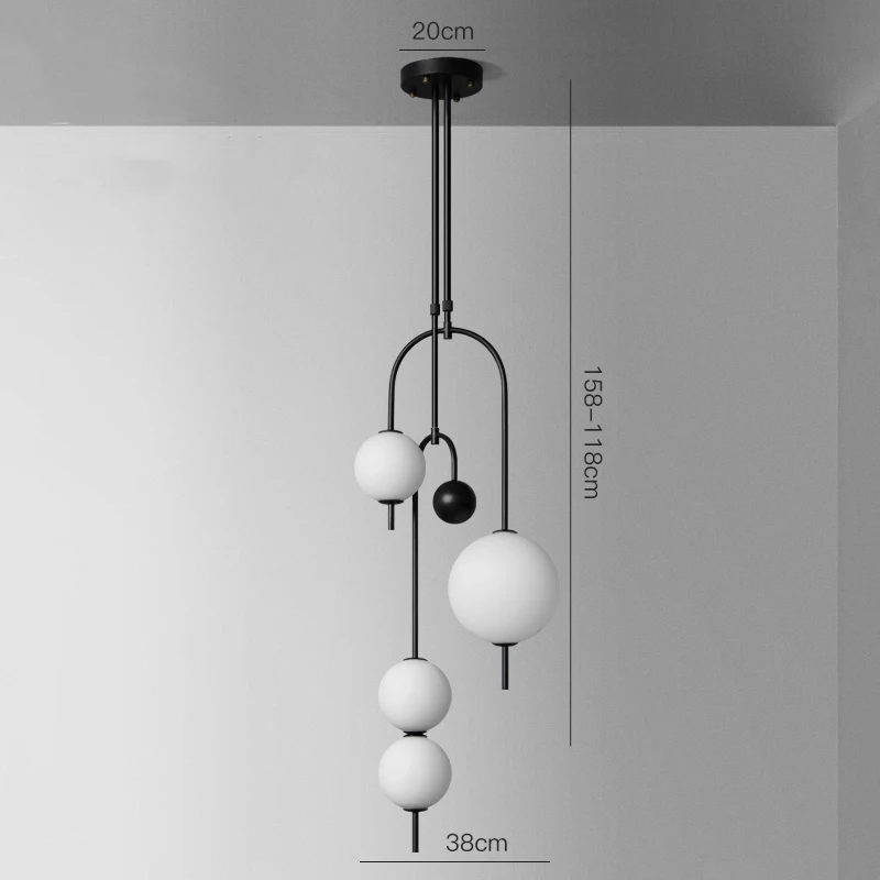 Nordic LED Glass Ball Chandelier Lighting Dining Room Creative Suspension Luminaire Kitchen Hanging Lamps Living Room Home Decor - Цвет абажура: C