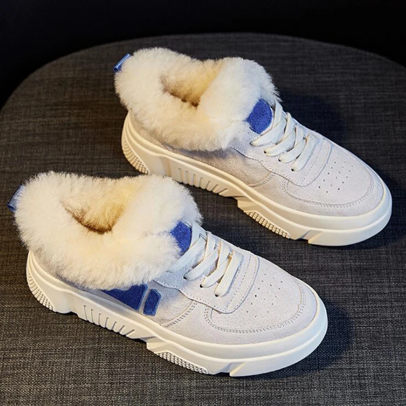 

Women Sneakers Lace-up low-top sneakers Female Autumn New Genuine Leather platform Plus Velvet Keep warm ladies sneakers sy911