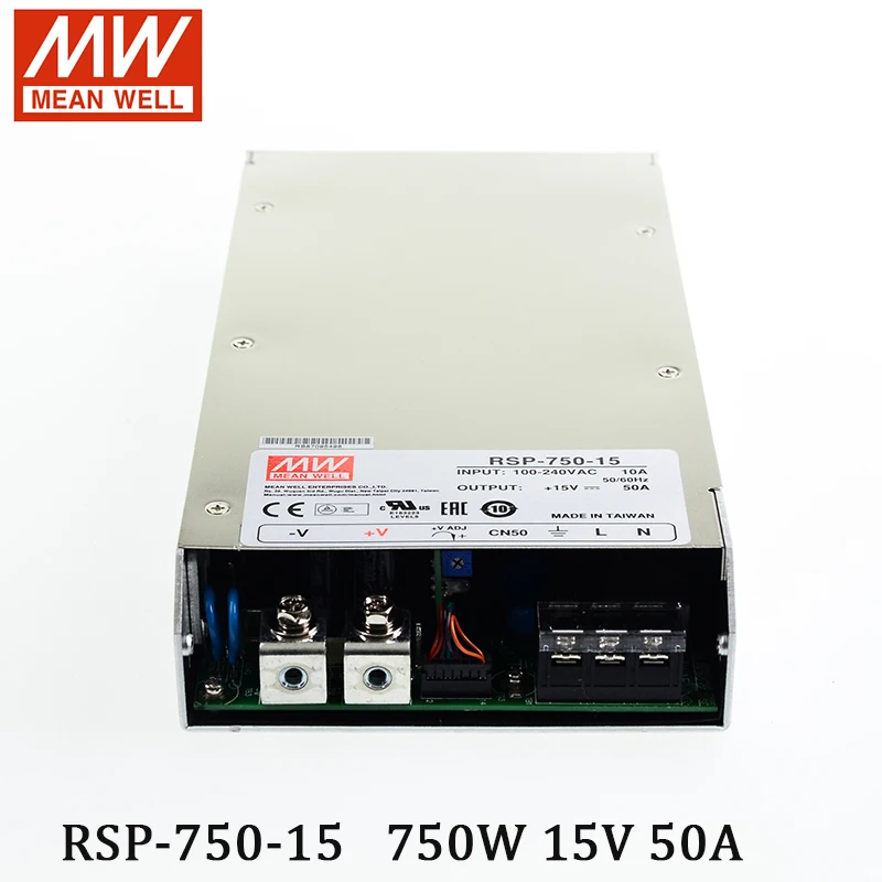 RSP-750-15 источник питания 110 В/220 В переменного тока до 15 постоянного 50А 750 Вт