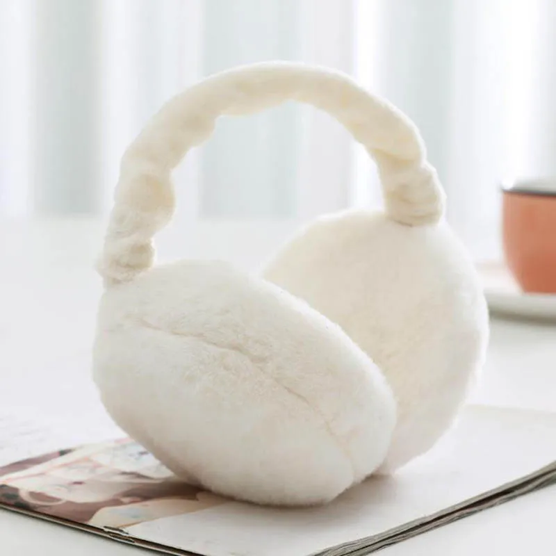 Calymel Brand Winter Earmuffs Xmas Gift Fashion Women Girl Fur Ear Warmer Muffs Outdoor Earlap Earmuff Headband Newest - Цвет: M04 Beige