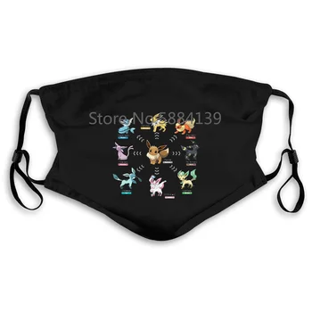 

Men's Eevee Evolutions Black Men Mouth Mask Women's kid PM2.5