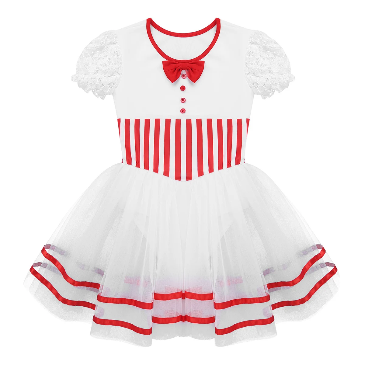 Costume de danse de ballet de Noël pour enfants, justaucorps en maille virevoltante, manches bouffantes en dentelle, patinage sur glace, princesse ballerine, vêtements de danse pour filles