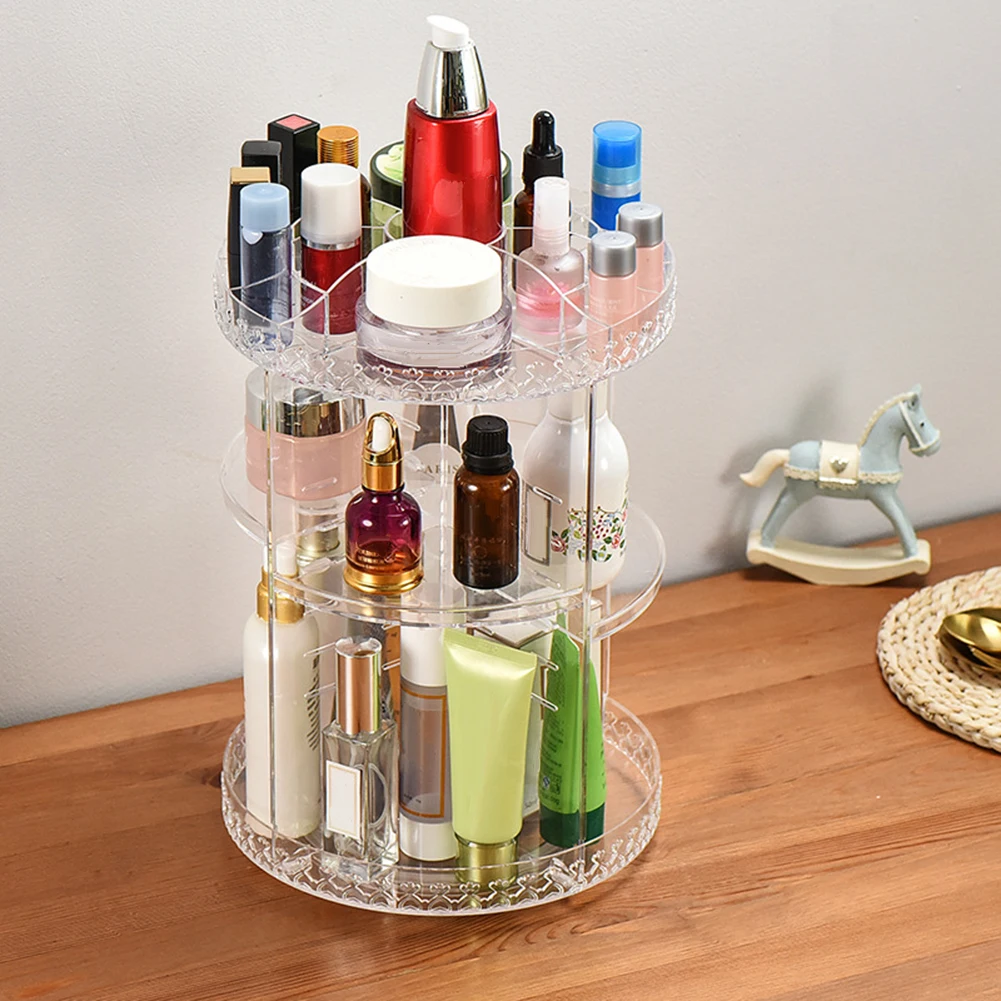 Полка Новая мода 360 градусов вращающийся прозрачный акриловый ящик для хранения косметики Съемный держатель для макияжа Органайзер для ювелирных изделий