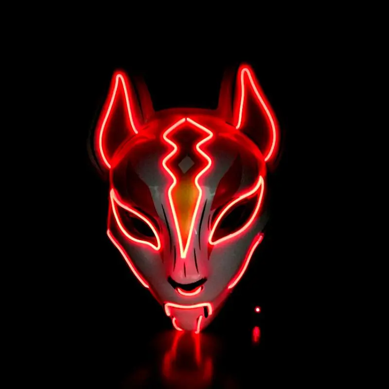 Хэллоуин фестиваль светящаяся маска животное лисица маска для лица Бар вечерние танцевальные представления Fearsome Ночная световая маска HF - Цвет: R