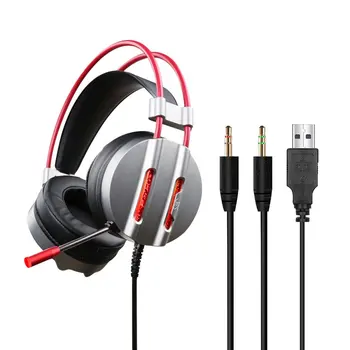 

V3 LED Light Headphone Mic Surround Sound Noise Reduction Headset 3.5MM PC Gaming Headset with USB Plug with 2.2m Cable