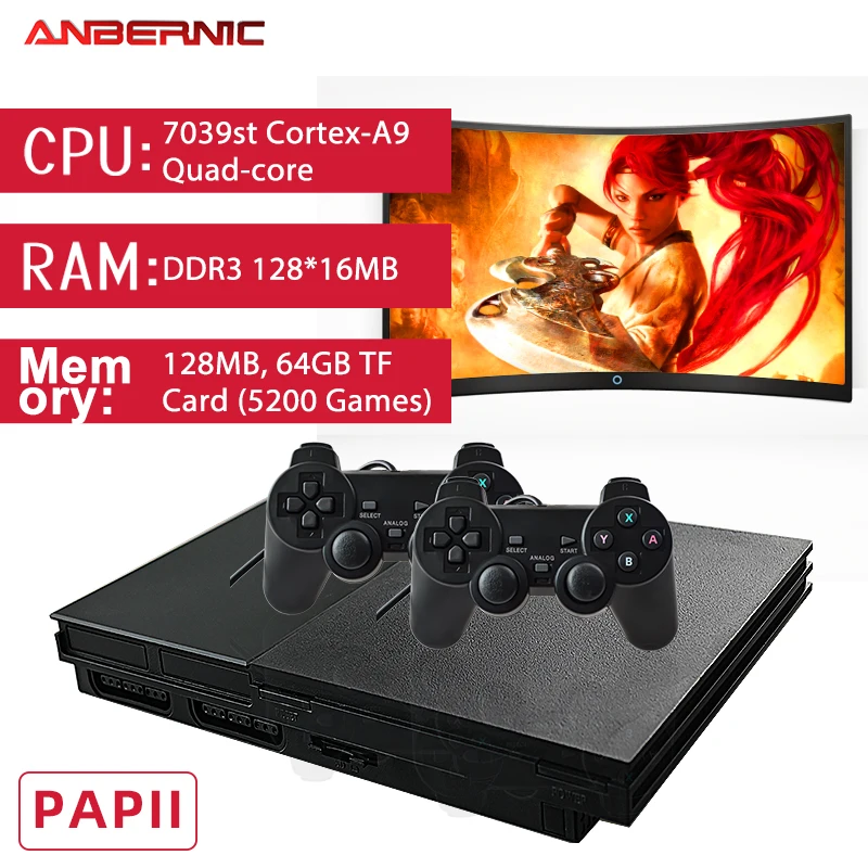 New Portable Anbernic PAPI Wireless Game Console PS1 64G 5200 Retro Video  Games Player Stick 4K HD TV Gaming Box Kids Gift