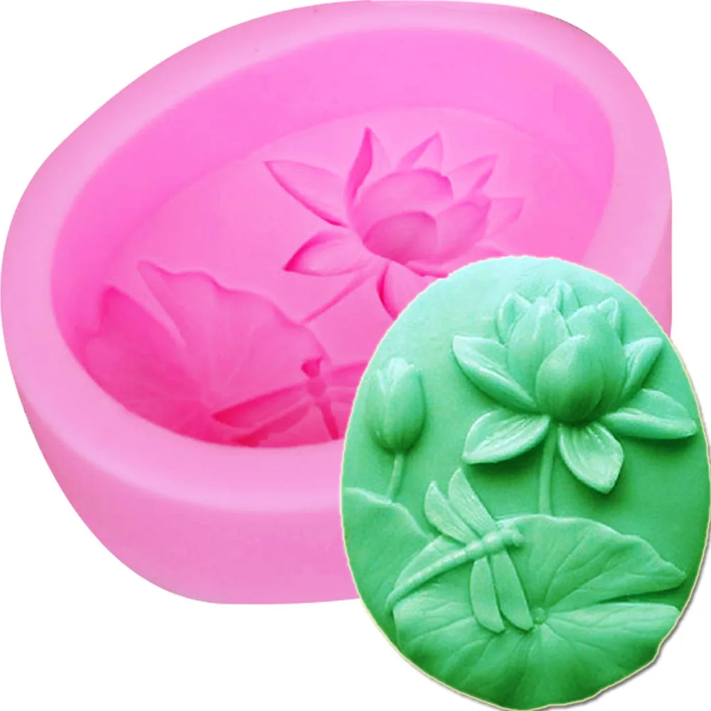 

S097 Lotus Candle Moulds Soap Mold Kitchen-Baking Resin Silicone Form Home Decoration 3D DIY Clay Craft Wax-Making