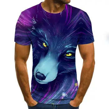 

European and American new style personality wolf head series 3D digital printing summer men's T-shirt