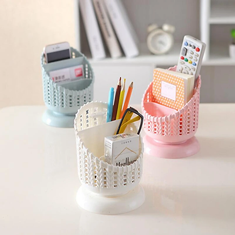 Creative Holder 3 Grid Desktop Organizer Pen Holder Makeup Storage Box School Office Accessories Stationery