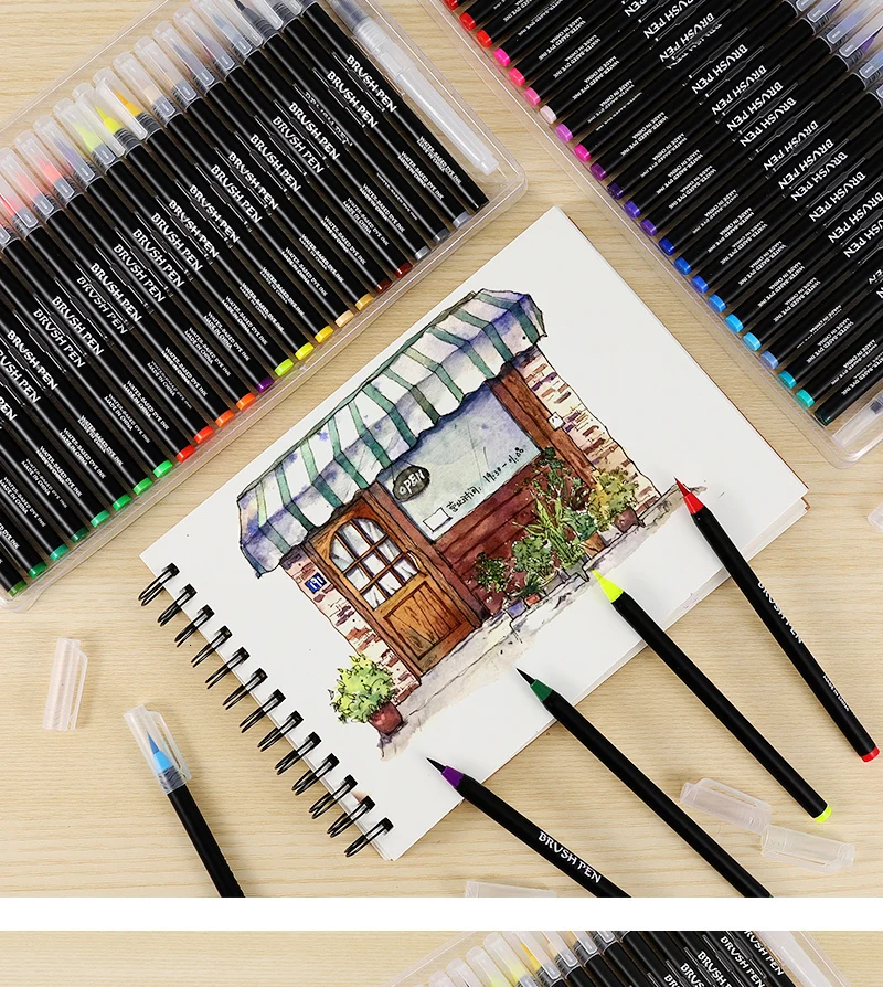 24 цвета премиум-живопись для рисования Акварельная мягкая кисть Ручка Маркеры Набор ручек цветные книги манга комикс 04360