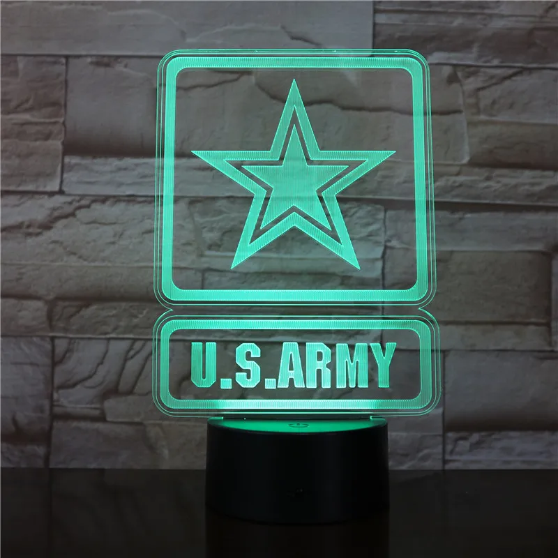 Армия США Военная Современная атмосфера 3D декор визуальная лампа светильник