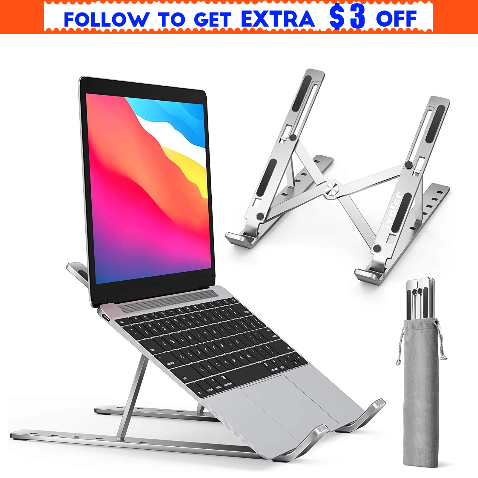 Laptop Stand Holder Riser Computer Tablet 6 Angles Adjustable Aluminum Ergonomic Foldable Portable Desktop | Компьютеры и офис