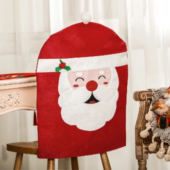 

1pcs Santa Claus Cap Chair Cover Christmas Dinner Table Party Red Hat Chair Back Covers Xmas Decoration 2021