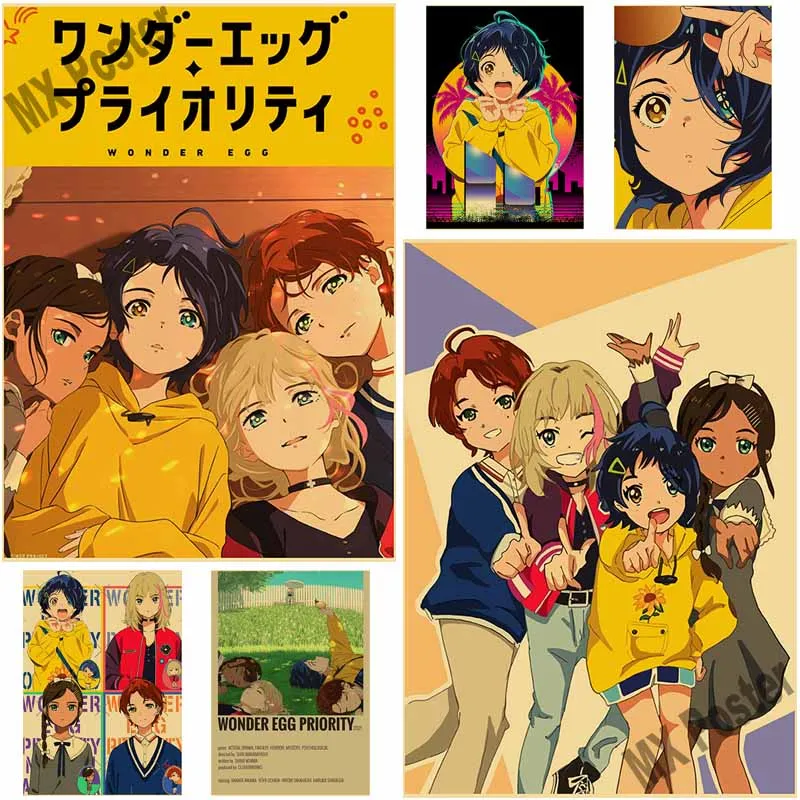 

Vintage Anime Wonder Egg Priority Posters and Prints Kraft Paper Anime Poster Wall Art Decor Living Room Bar Art Painting Gifts