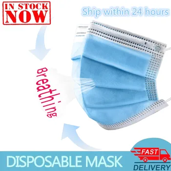 

Hot Sale 50Pcs/100pcs Mask Disposable Non Wove 3 Layer Ply Filter Mask mouth Face mask filter safe Breathable Protective masks