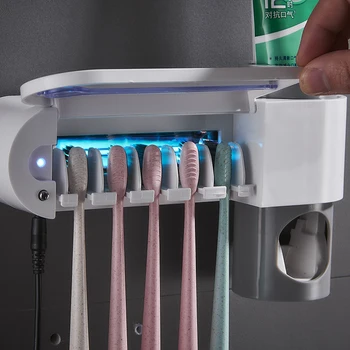 

ONEUP Antibacteria Ultraviolet Toothbrush Holder Sterilizer Automatic Toothpaste Dispenser Squeezer Bathroom Accessories Set