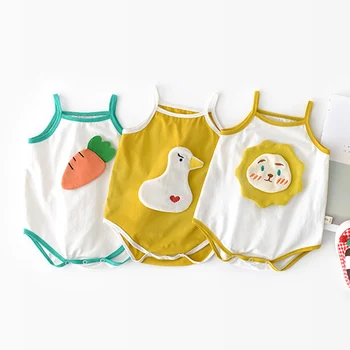

2020 New Summer Unisex Baby Boy Girl Cotton Sleeveless Jumpsuit Summer Pajamas Vegetable Animal Outfits
