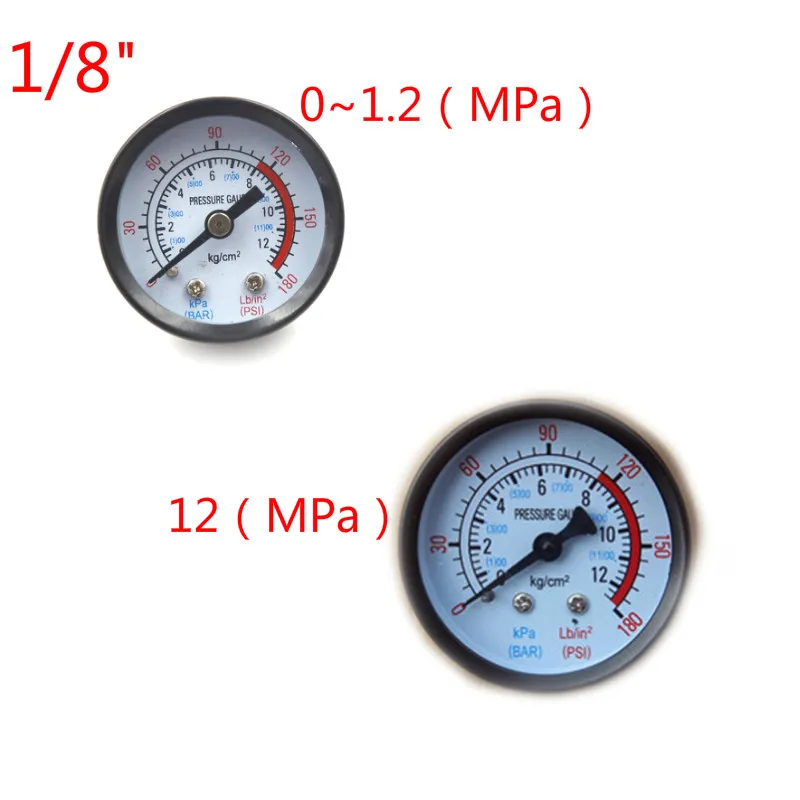 Манометр бар 9 мм/10 мм 1/8 дюйма с резьбой BSP 0 180 PSI 12 манометр двойная шкала для