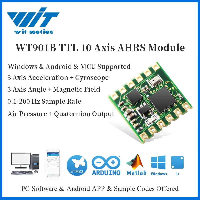 10 осевой акселерометр WitMotion WT901B с гироскопом углом магнитометром барометром MPU9250