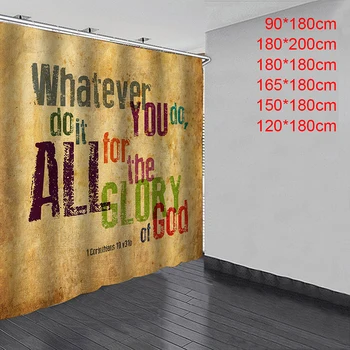 

English Letter Pattern Bath Curtain Waterproof Shower Curtains Geometric Bath Screen Printed Curtain