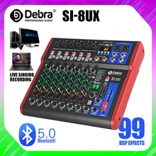 Debra Pro 8 Channel DJ Controlle with 99DSP Reverb effect Bluetooth 5.0 USB Mixer USB for karaoke PC recording condenser mic