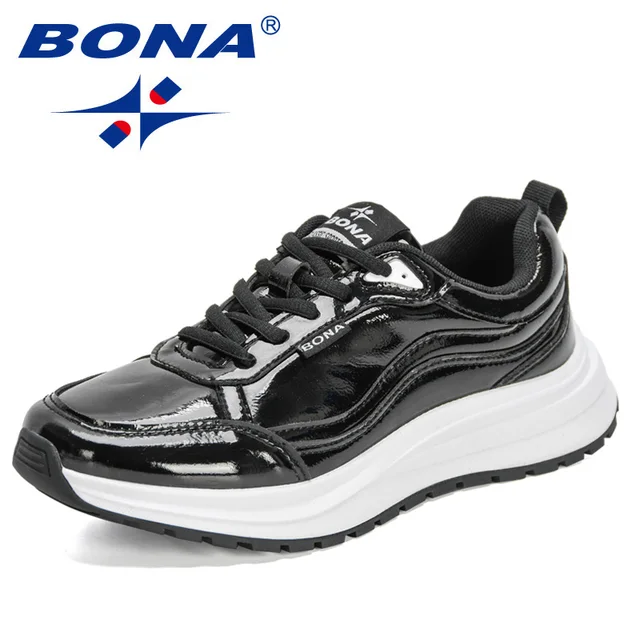 BONA 2021 New Designers Trendy Casual Flats Sneakers Ladies Fashion Comfort Platform Vulcanized Shoes Women Leisure Footwear Black