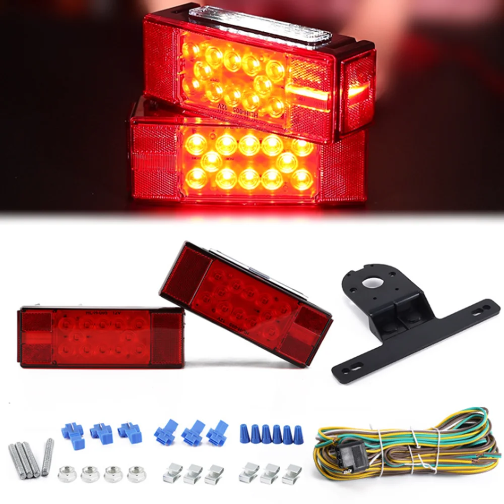 Red/White LED Stop Trailer Light Kit 12V Tail Turn Lights Truck Trailer Boat 