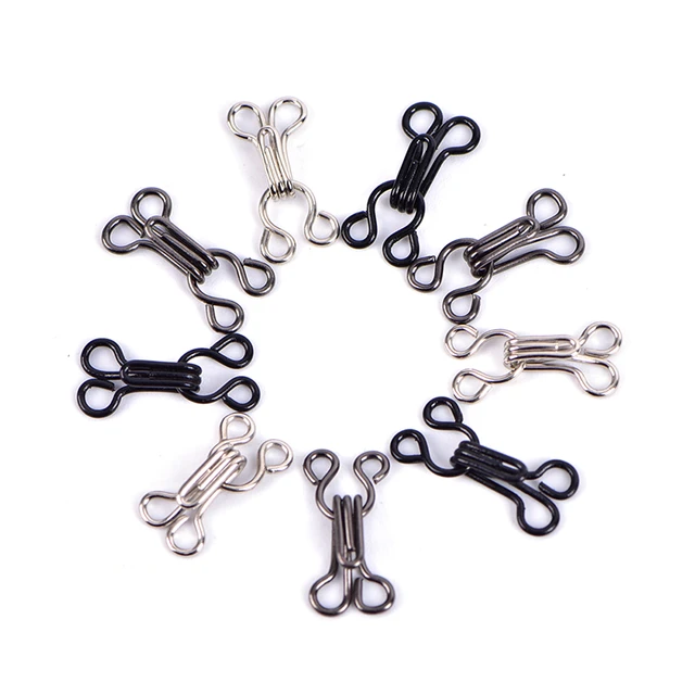 Sewing Hooks and Eyes Closure for Bra,102 Set Hooks and Eyes Latch Sewing  for Trousers Skirt Clothing, Strong Metal Bra Hooks Eyes Black and Silver,  3 Sizes : : Home
