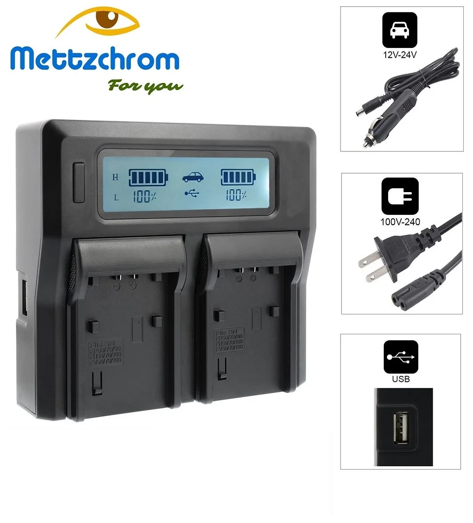 1x Fast Charger Mettzchrom NP-F970 аккумулятор 10400 мАч для светодиоды на батарейках быстрое зарядное устройство с двумя USB ЖК-дисплеем для камеры sony - Цвет: 1x Fast Charger