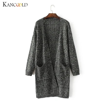 

KANCOOLD coats Women Long Sleeve Solid Open Front Cardigans Jumper Sweaters With Pocket new woman coats and jackets 2019JUL30