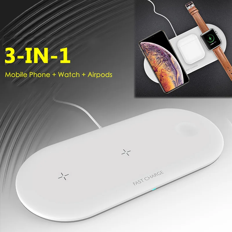 

Newest 3 In 1 Multifunctional Wireless Charger 10W Wireless Charger Station Stand Pad for Smartphones Watches Earphones