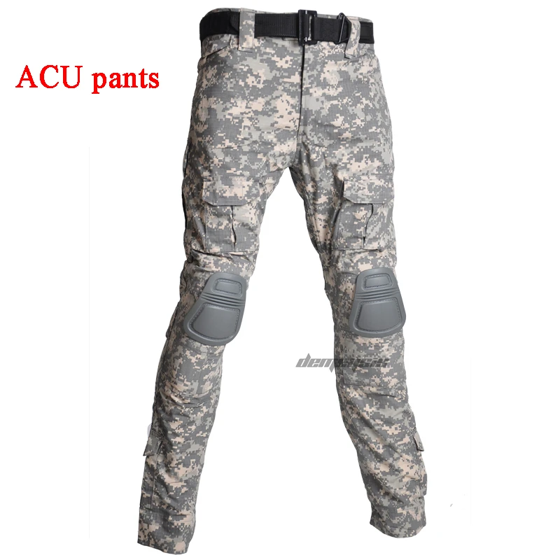 acu pants Тактическая Военная форма костюмы камуфляж стрельба рубашки в охотничьем стиле брюки налокотники наколенники CS страйкбол Пейнтбол Одежда наборы - Цвет: acu pants
