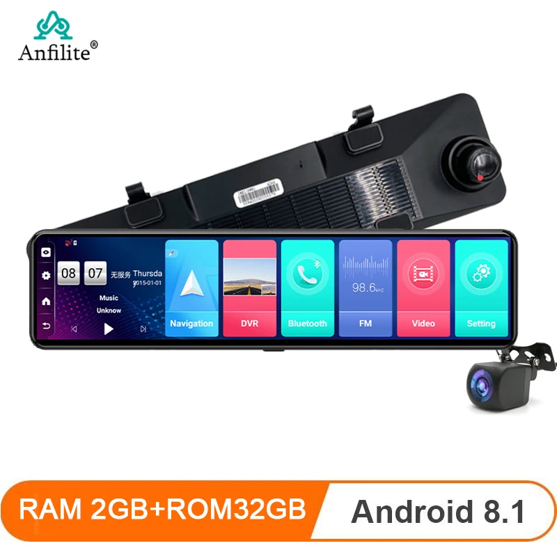 Anfilite 2020 Новый 12 дюймовый 4G Android 8 1 видеорегистратор 1080P с двойным объективом ADAS