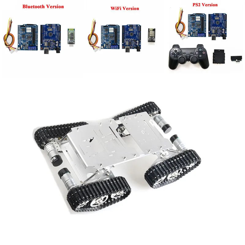 WiFi/Bluetooth/PS2 управление RC 4wd Робот Танк шасси комплект демпфирования и гибкие